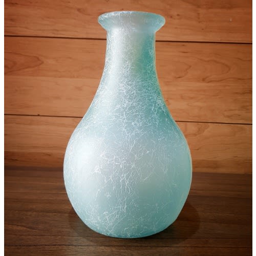 Hand Blown San Miguel Spain 100 % Recycled Glass Vase - Ocean Blue