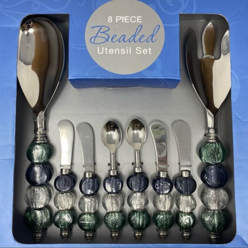 Metallic 8-Pc Beaded Stainless Steel Utensil Set Home, Office, Garden online marketplace