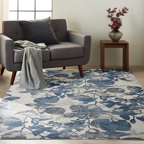 Ivory Blue Area Rug -7ft 10in *9ft 10in