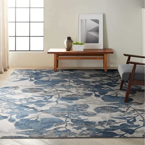 Ivory Blue Area Rug -7ft 10in *9ft 10in