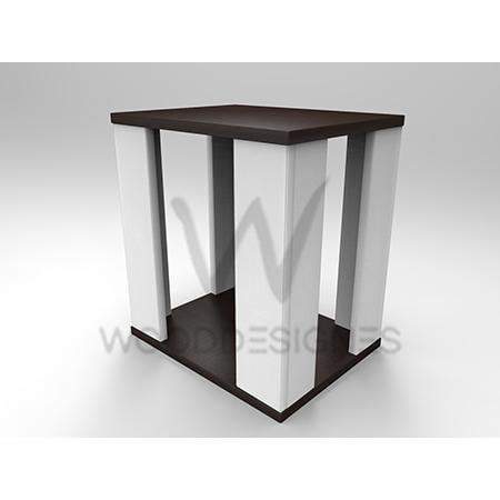 Jella Series; Side Table (White and Dark-Brown)