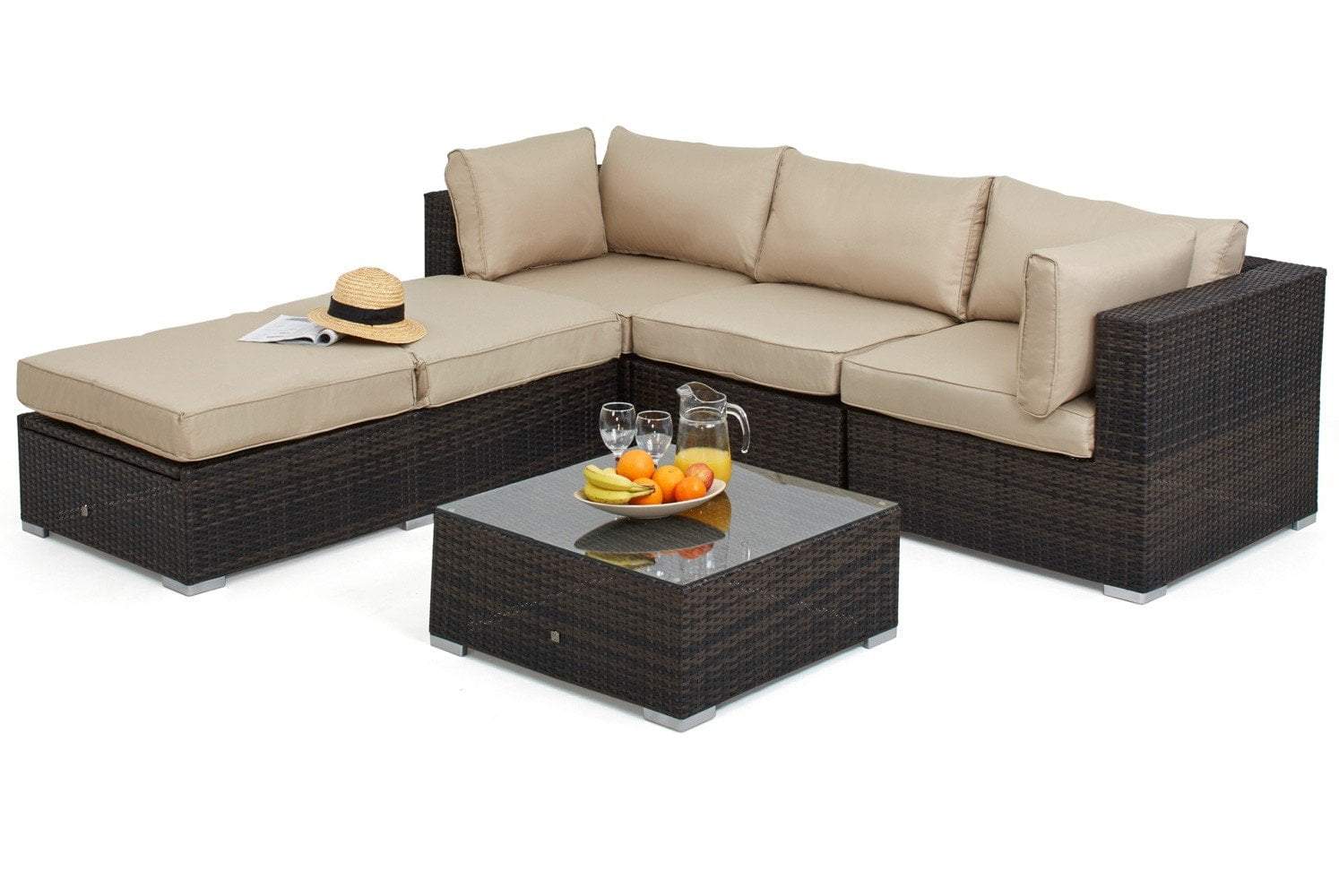 Lisbon 5 ijoko Rattan igun aga Ṣeto