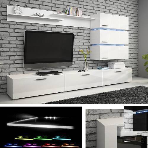 Living Room Furniture TV Unit Cabinet White Storage & Shelf White