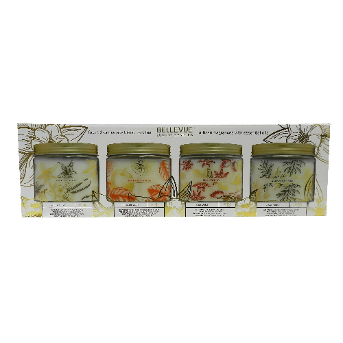 Bellevue Luxury Candles Artisan Fragrances With Essential Oils 4 Piece Set