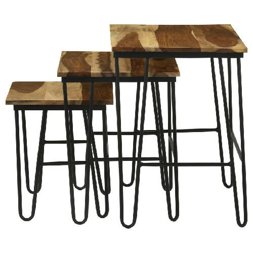 Steve Silver 3-piece Nesting Table with Hairpin Legs Natural and Black Home, Office, Garden online marketplace