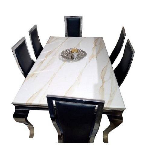 Marble ijeun Table + 6 ijoko