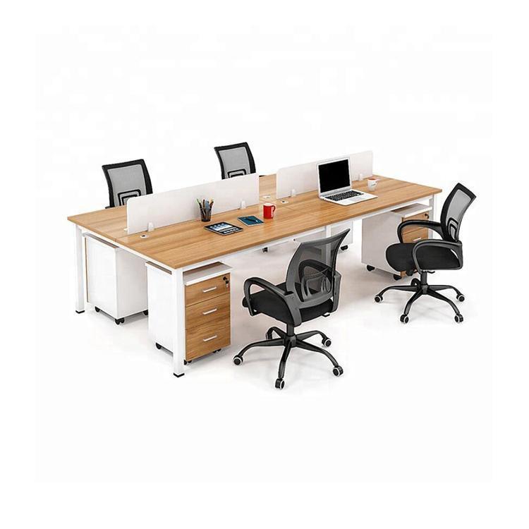 Modern 4 Person Workstation - Beech