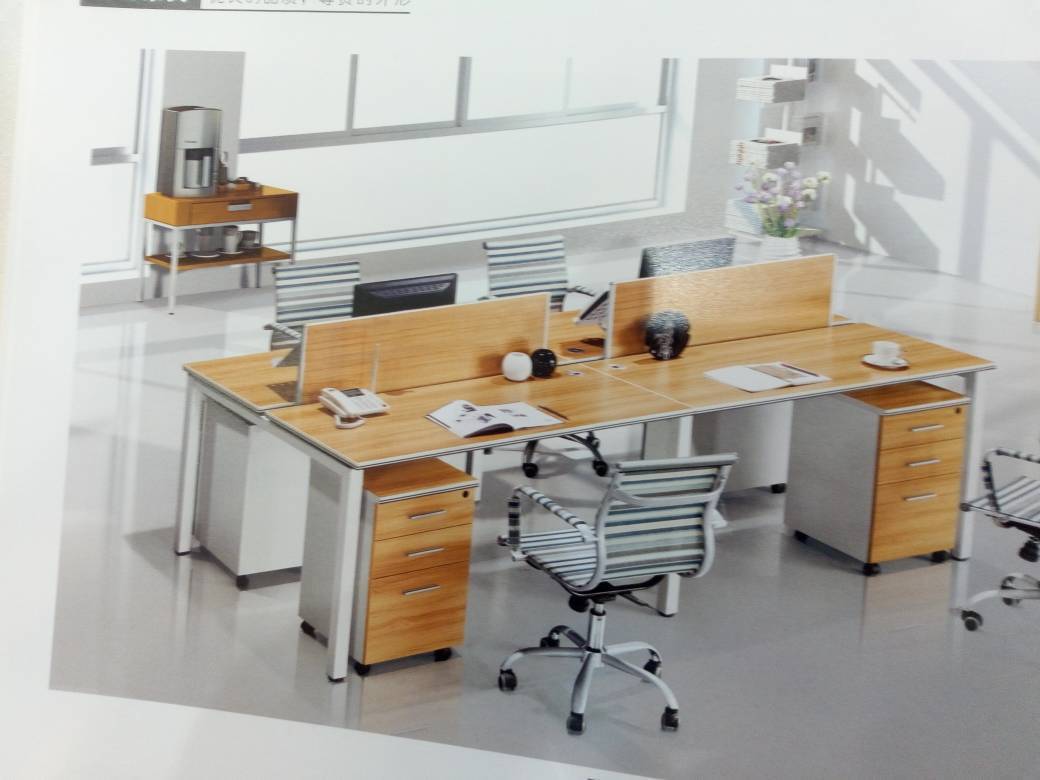 Modern 4 Person Workstation - Beech