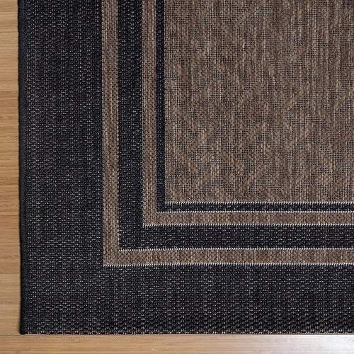 Naples Indoor/outdoor Rug Collection - Ace Border Havanah Black - 7'10" x 10'