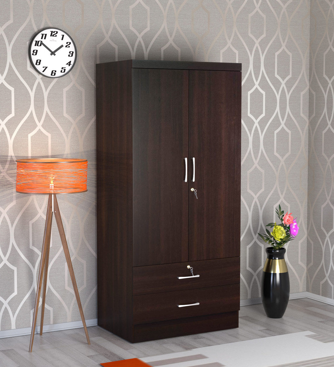 Nariko 2 Door Wardrobe With 2 Drawers Home Office Garden | HOG-HomeOfficeGarden | online marketplace