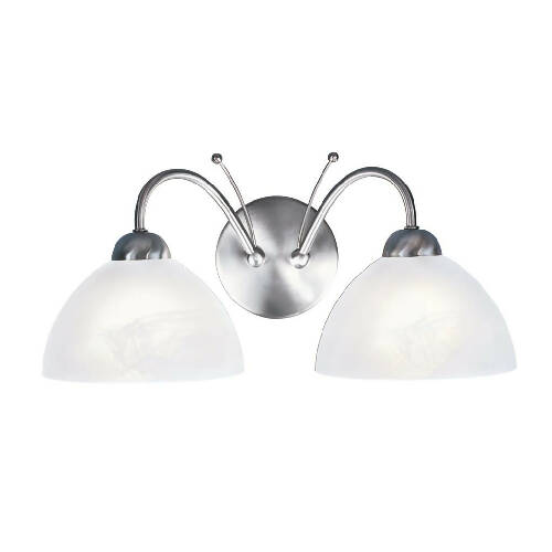 Milanese 2 Light Wall Light - Satin Silver & Alabaster Glass