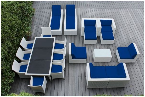 Outdoor Patio Wicker/Rattan Furniture 20-Piece Seating, Dining and Chaise Lounge Set