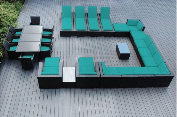 Outdoor Patio Wicker/Rattan Furniture 29-Piece Seating, Dining and Chaise Lounge Set