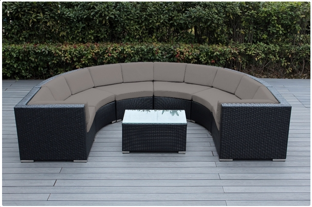 Outdoor Patio Wicker/Rattan Furniture 7-Piece Curved Seating Set