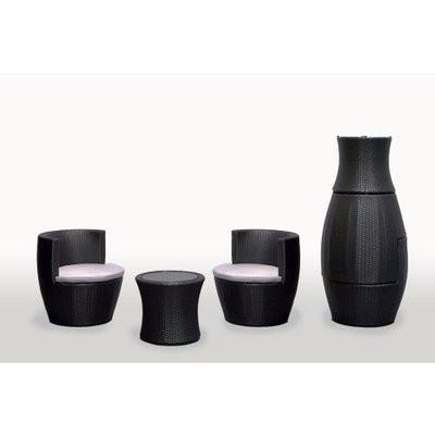 Outsunny 3-Nkan Ita gbangba Stacking Rattan faranda Ṣeto