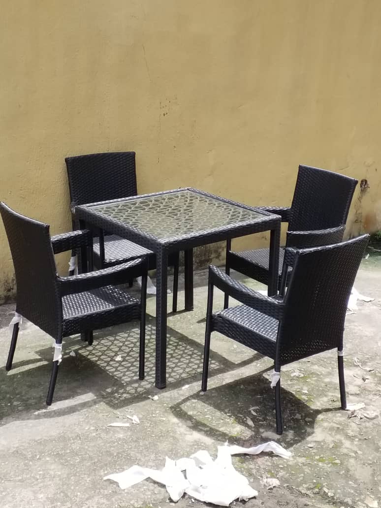 Panoma Rattan 4 Seater Square Table Garden Furniture Set