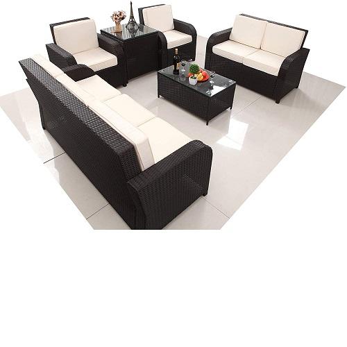 Rattan Garden Lounger 7 Seater