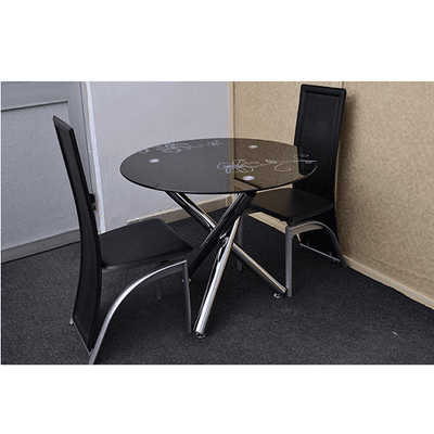 Round Dining Table+ 2 Chairs-Black