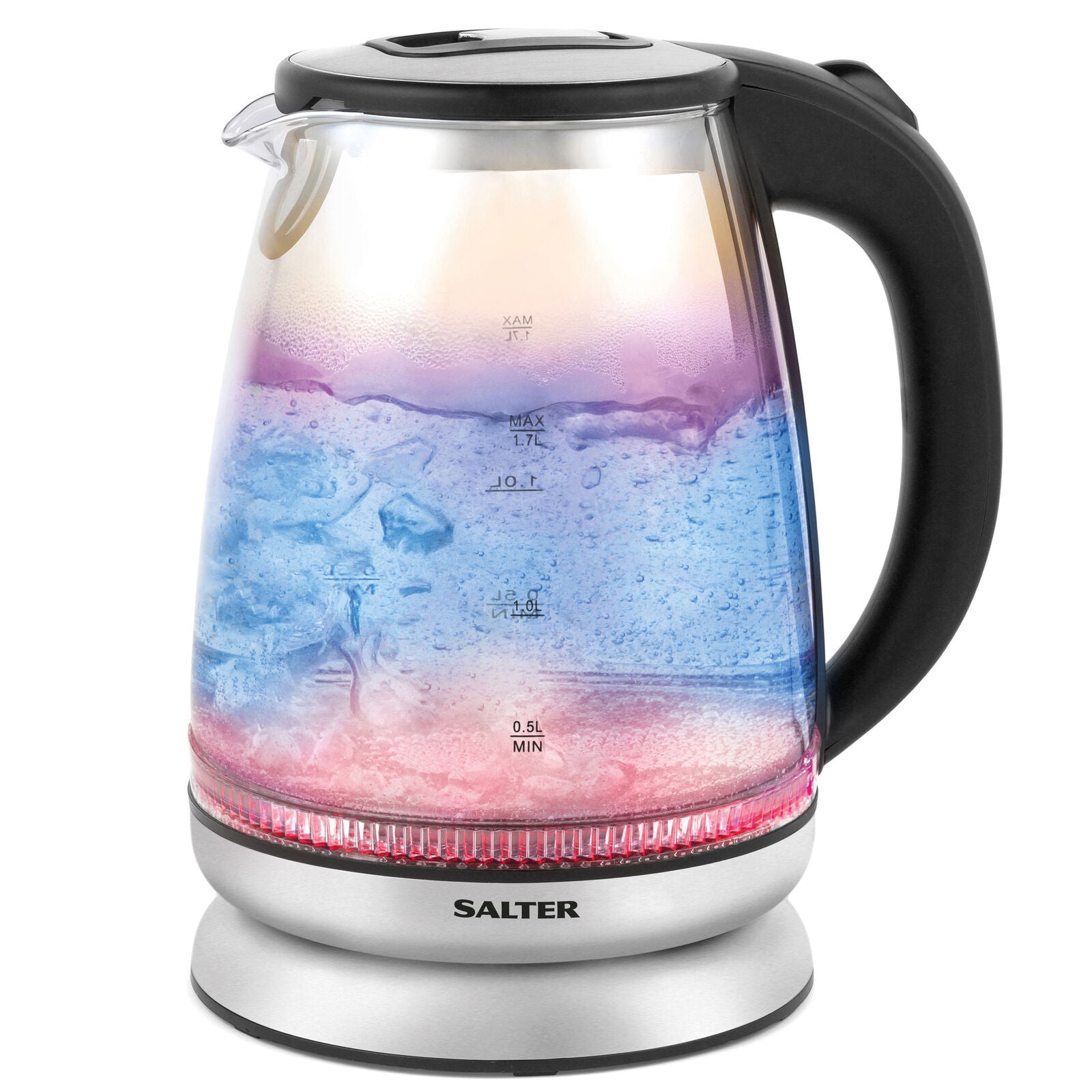 Salter Iridescent Glass Kettle With Blue To Red Dual Illumination - 1.7 Litre Home Office Garden | HOG-HomeOfficeGarden | online marketplace