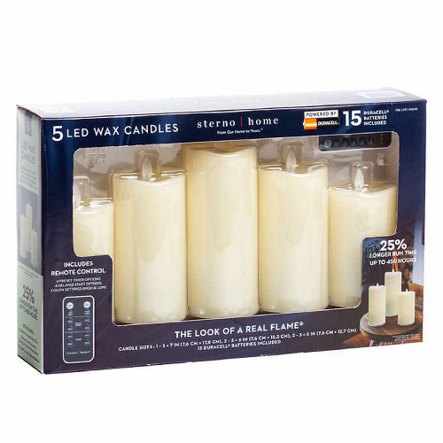 Sterno Home Pillar Led Candles With Moving Flame -5 Pack