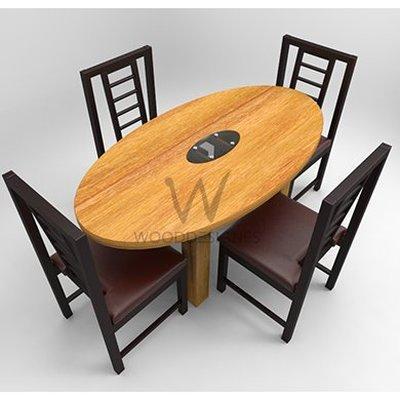 Sika Series; 4 Seater Oval Dining Set - Golden Brown