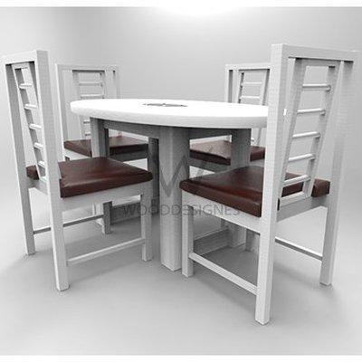 Sika Series; 4 Seater Oval Dining Set - White