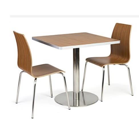 Square Pedestal Café Table and Bentwood Stack Café Chair Set