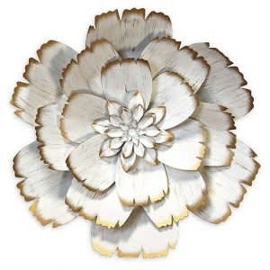 Stratton Home Décor 19-inch Metal Flower Wall Art In White