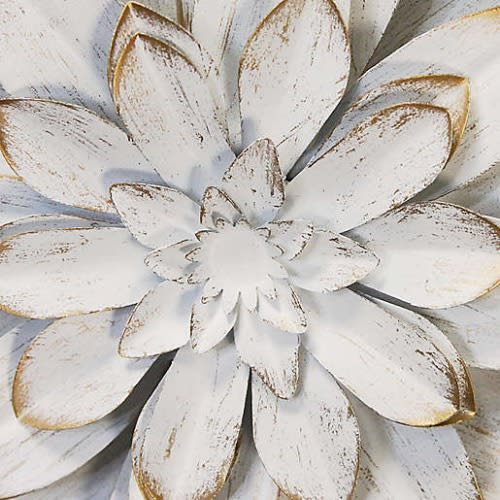 Stratton Home Décor 19-inch Metal Flower Wall Art In White