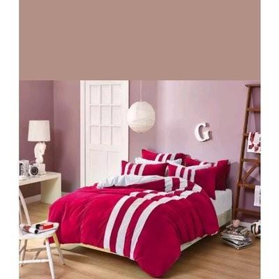 Striped Bedding Set - Red & White