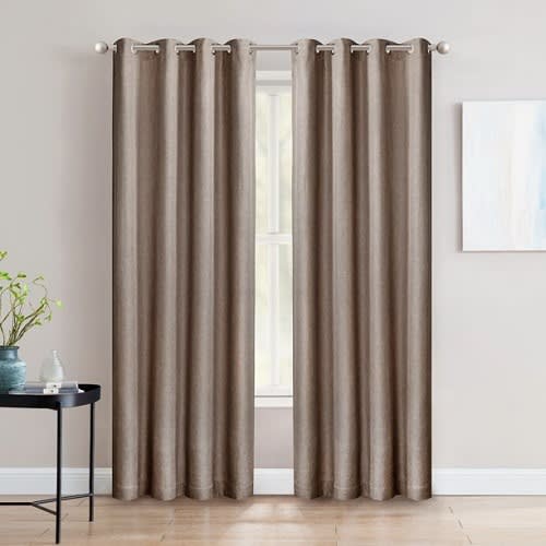 Sun+blk Thermal Weave Blackout Grommet Single Curtain - Beige