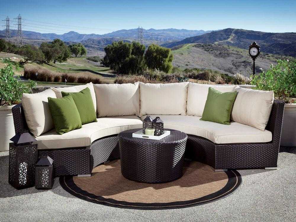 Sunset West Solana 3 Piece Curved Rattan Sectional Set