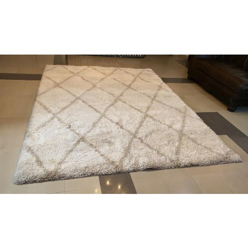 Thomasville Trellis Cream Beige Shag Rug 7f 10in X 10ft