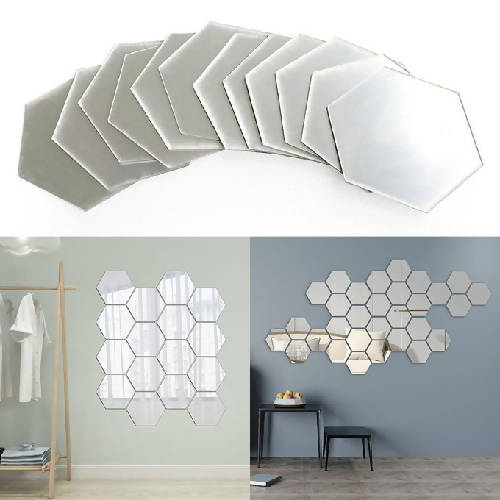 Type 4 ,100mm Hexagonal wall mirror acrylic sticker big size Home Office Garden | HOG-HomeOfficeGarden | online marketplace