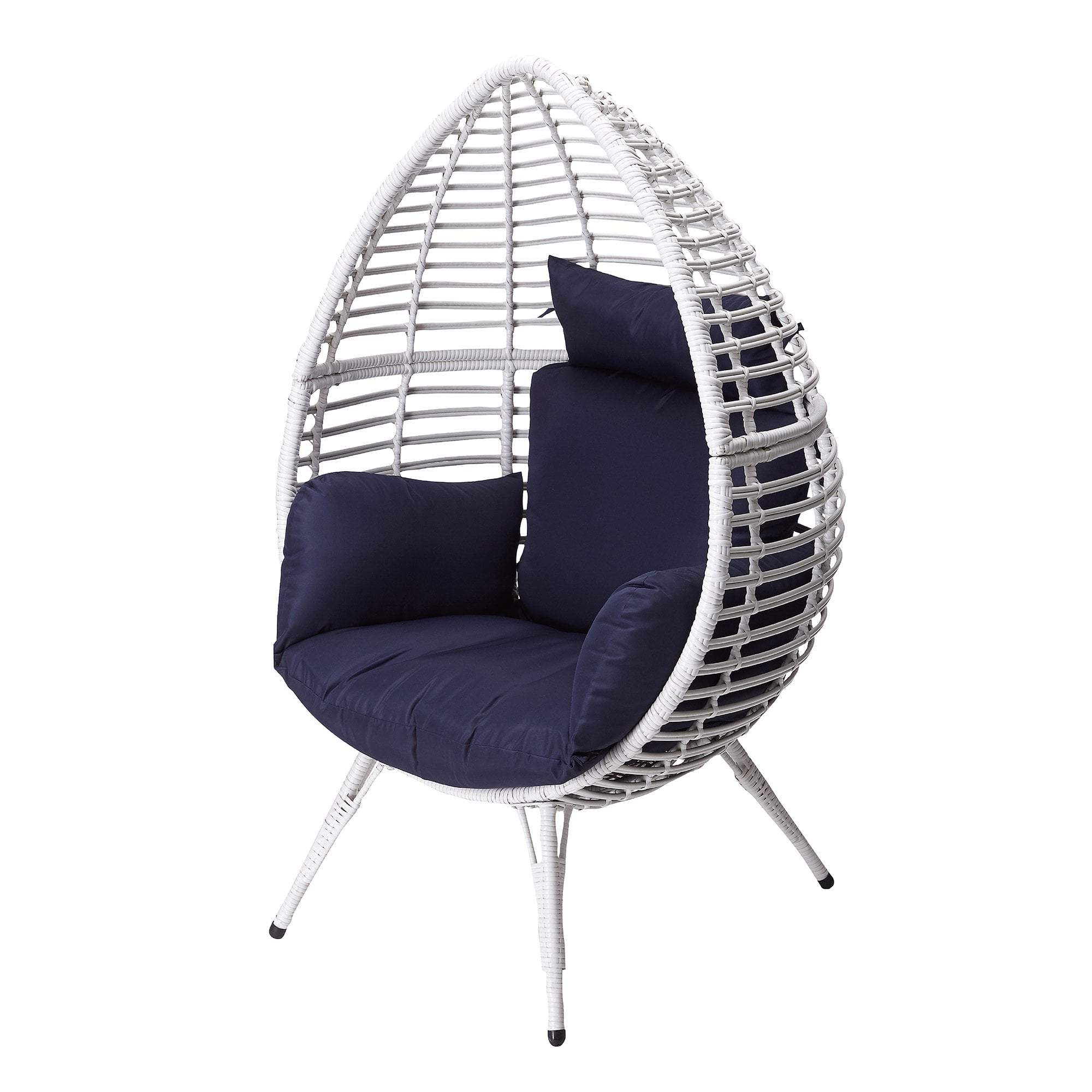 White Peaktop Patio Wicker Egg Chair