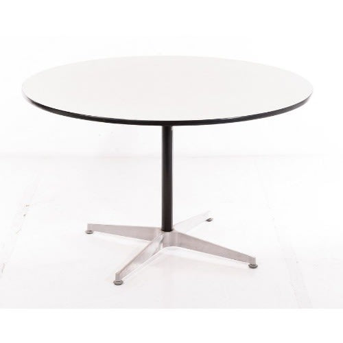 Virco Round Gray 48 Inch Café, Banquet, Dining Table With 4 Padded Chairs