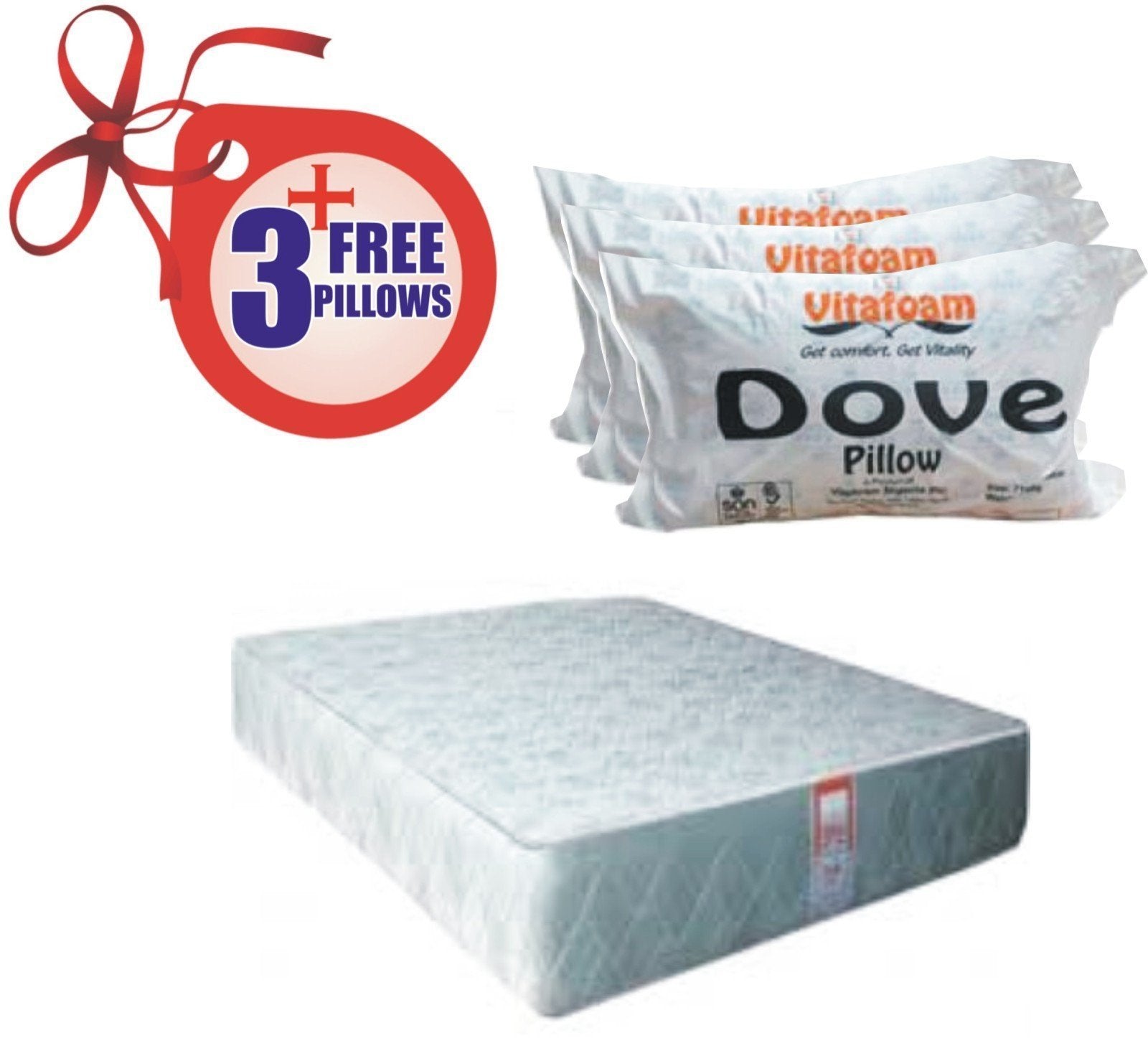 Vita Galaxy Orthopaedic Mattress + Free pillows 75inch X 72inch X 10inch (6ft X 6ft X 10inch)