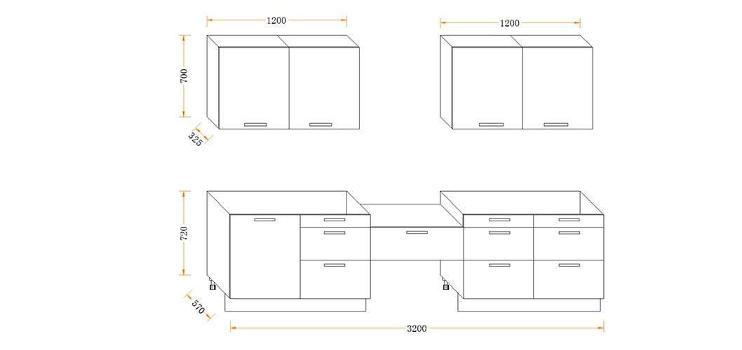 White and Wood Grain I-Shaped Kitchen Cabinet OP17-M06-Bespoke Home Office Garden | HOG-HomeOfficeGarden | online marketplace