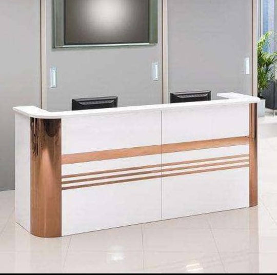 2.4 Meters White gold Square Reception Desk (Double seater) Home Office Garden | HOG-HomeOfficeGarden | online marketplace
