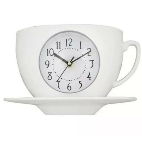 White Tearoom Cup & Saucer Clock Wall Clock