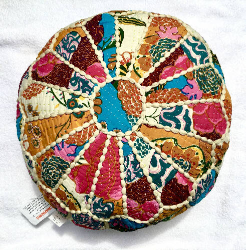 Journey East 24'' Wide Round Abstract Pouf Ottoman Home, Office, Garden online marketplace