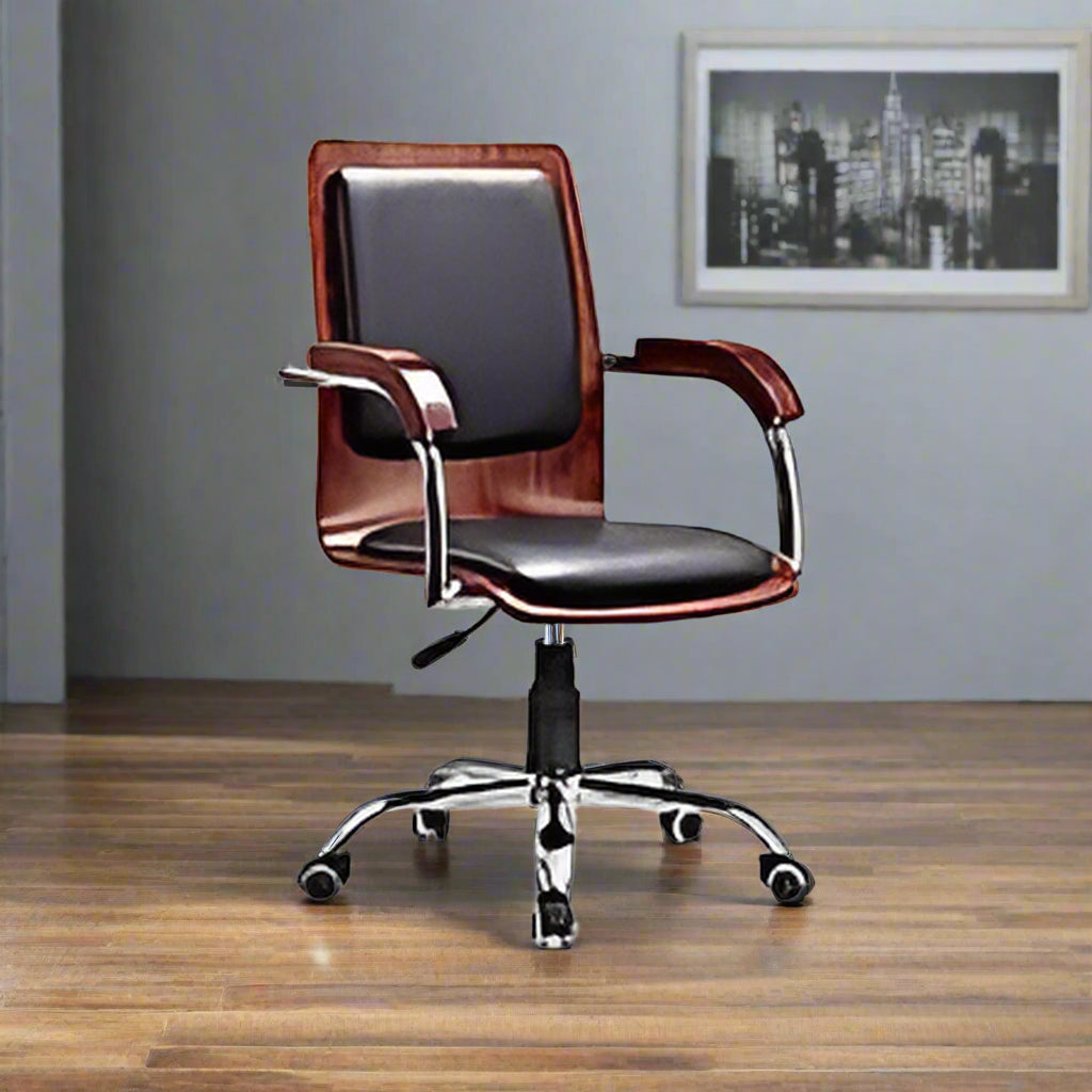 Igi Pẹlu Alawọ fifẹ Swivel Alaga