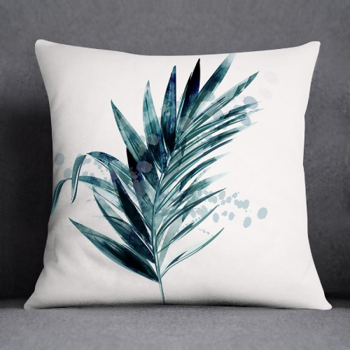 Blue Leaves Velvet Cushion