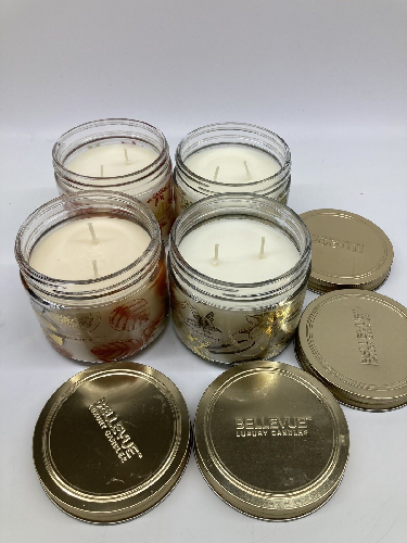 Bellevue Luxury Candles Artisan Fragrances With Essential Oils 4 Piece Set