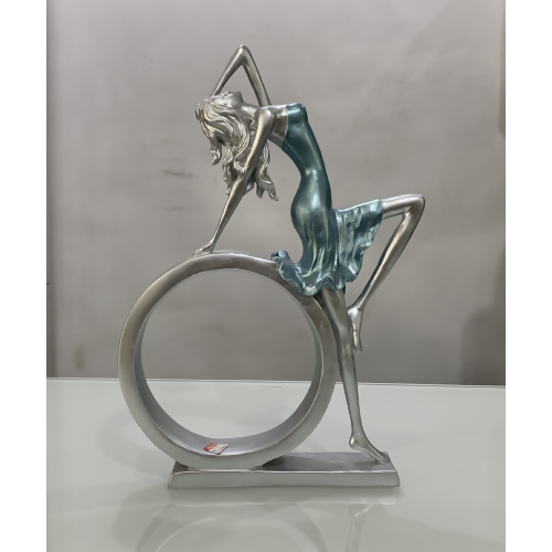 Metal Dancer Sculpture with Blue Tutu
