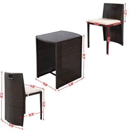 Zimtown 3 PCS Cushioned Ita gbangba Rattan Patio Ṣeto