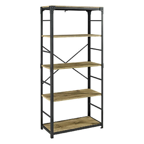 Walker Edison Angle Iron Urban Industrial Bookshelf - Driftwood Home Office Garden online furniture marketplace