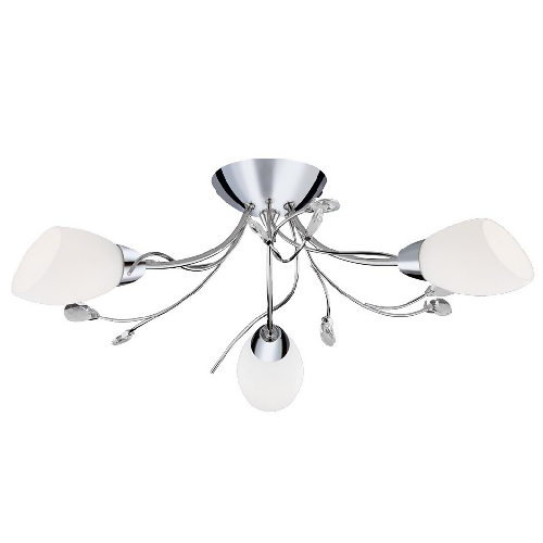 Gardenia 3 Light Flush - Polished Chrome & Glass