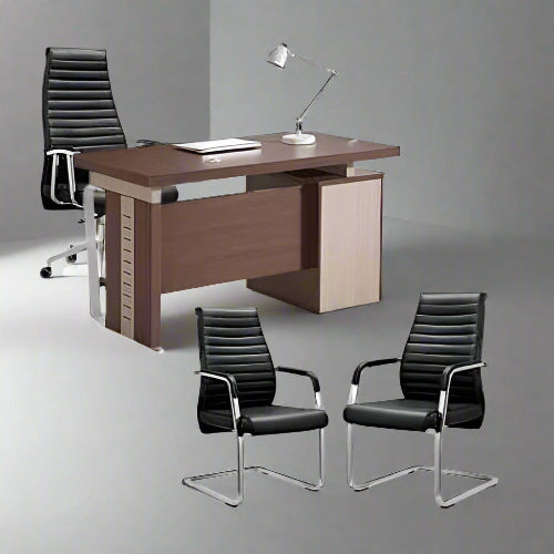 1.2 Metre Office Table and Black Swivel Chair with 2 Visitor Chairs @HOG - Home Office Garden Online Marketplace