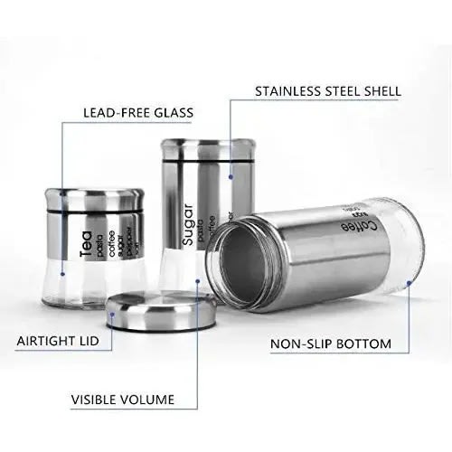 Stainless Canister Set For Sugar, Coffee And Tea  Home Office Garden | HOG-Home Office Garden | online marketplace 